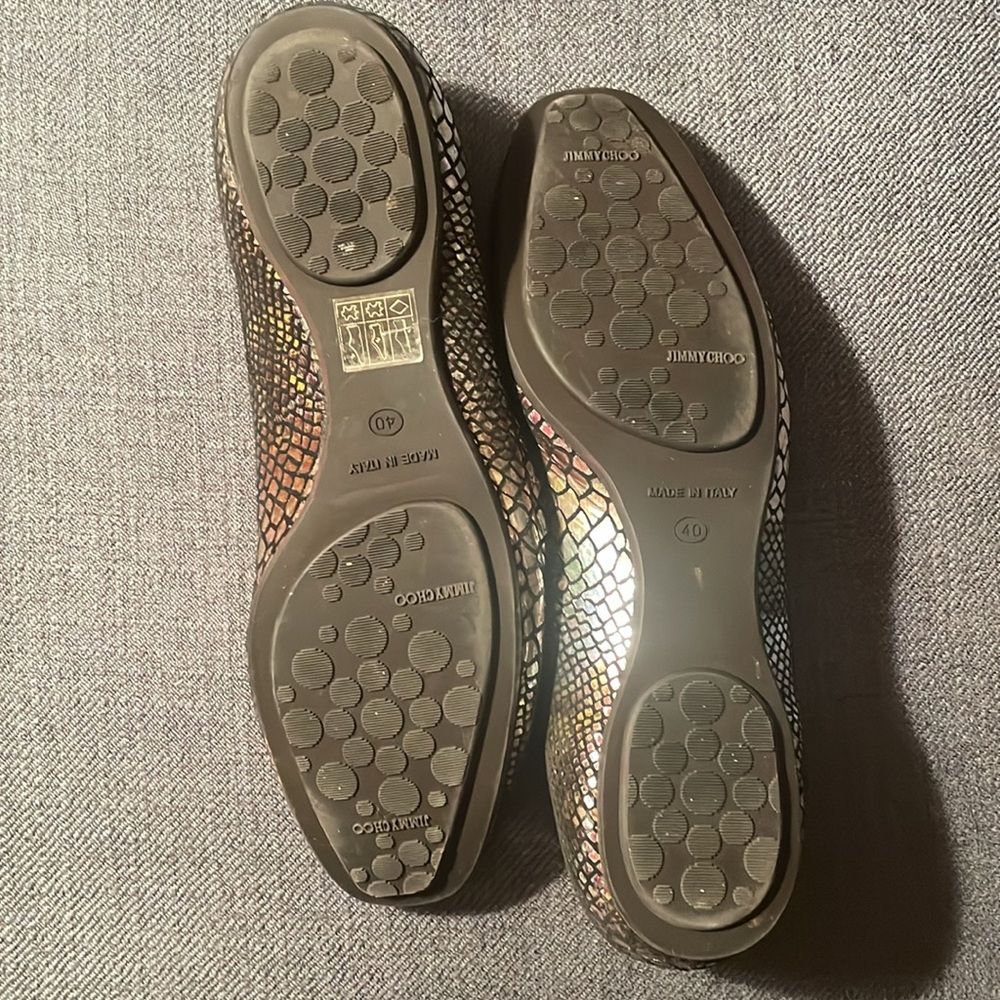 Jimmy Choo Gold and Silver Flats with Ombré Design - Picture 2 of 3